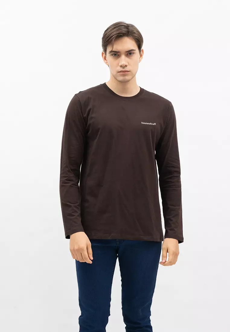 Houseofcuff Kaos Cotton Combed Lengan Panjang Pria Cokelat