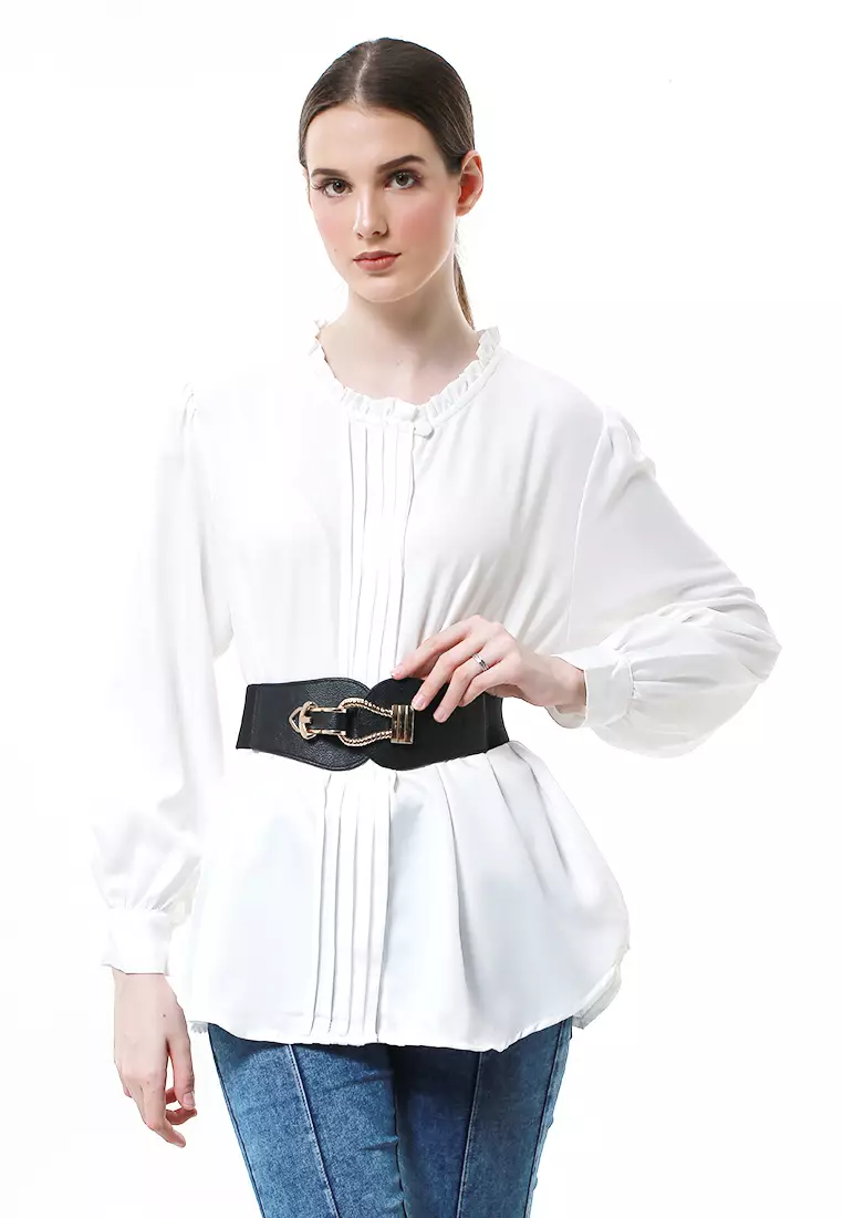 Imani Ikat Pinggang Fashion Wanita Wide Waist Belt Material Leather ORIGINAL - Gold