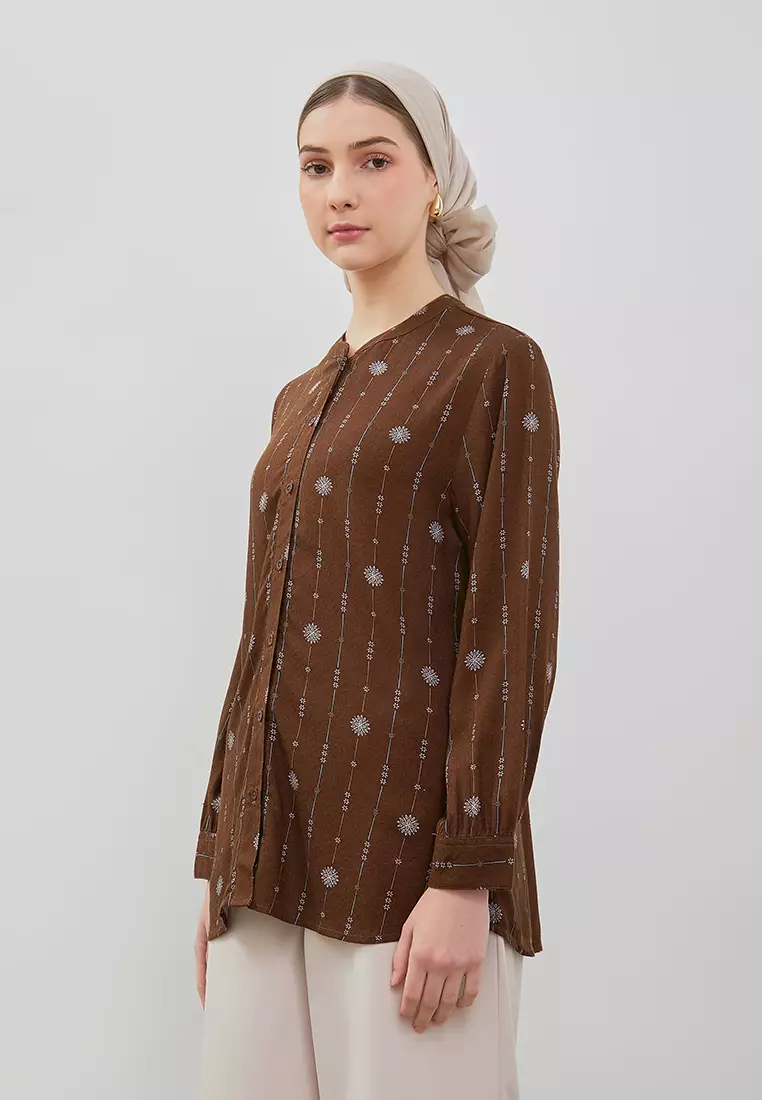 DUST Blouse Askana Ethnic Coklat Comfease (D.116503)