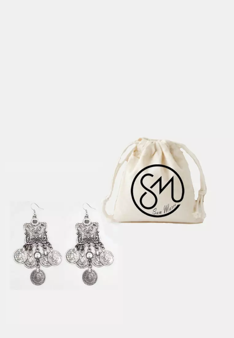 Aksesoris Wanita Coins Earring Anting Wanita Silver