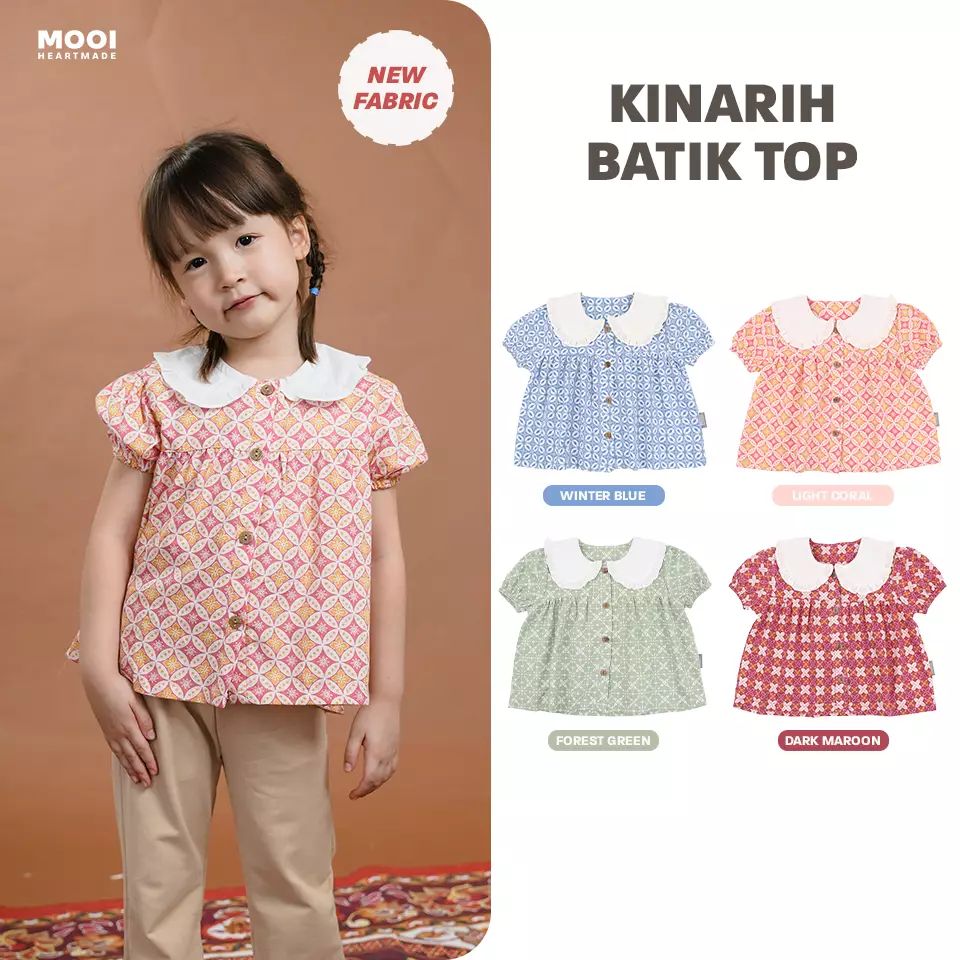 Mooi Atasan Batik Anak Perempuan Kinarih Batik Top - Winter Blue