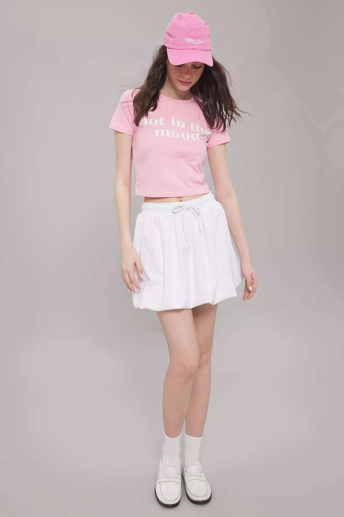 Buy Trendyol White Lace-Up Waist Balloon Mini Skirt 2025