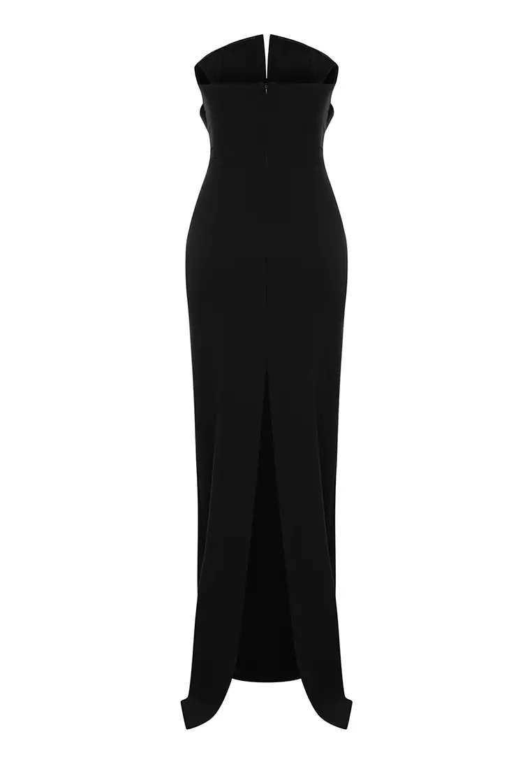 Black Woven Chic Evening & Graduation New Year's Dress