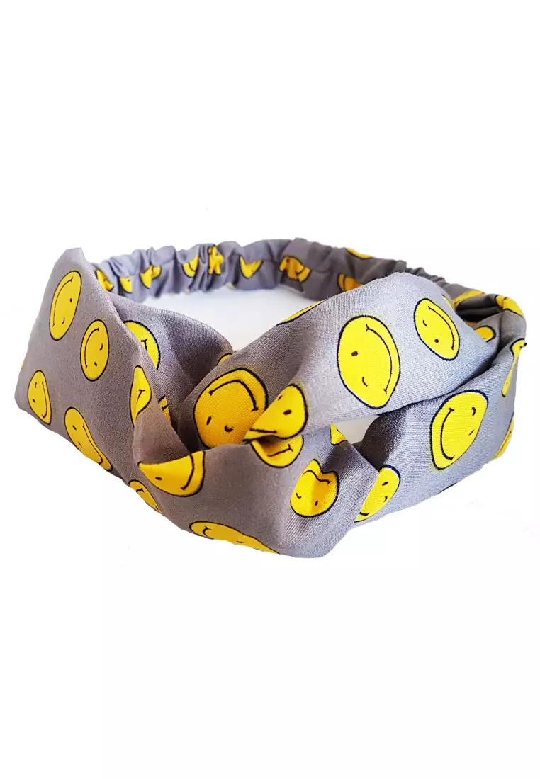 Twisted Headband Emoticon Grey