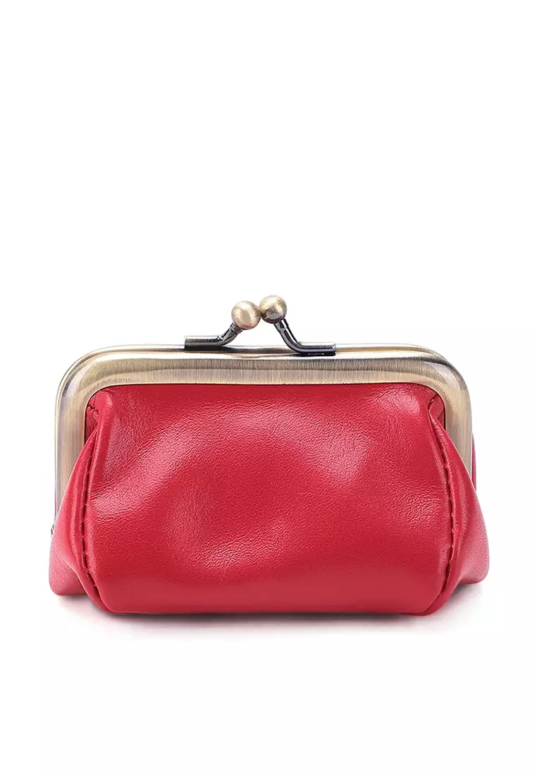 Red leather clearance coin purse