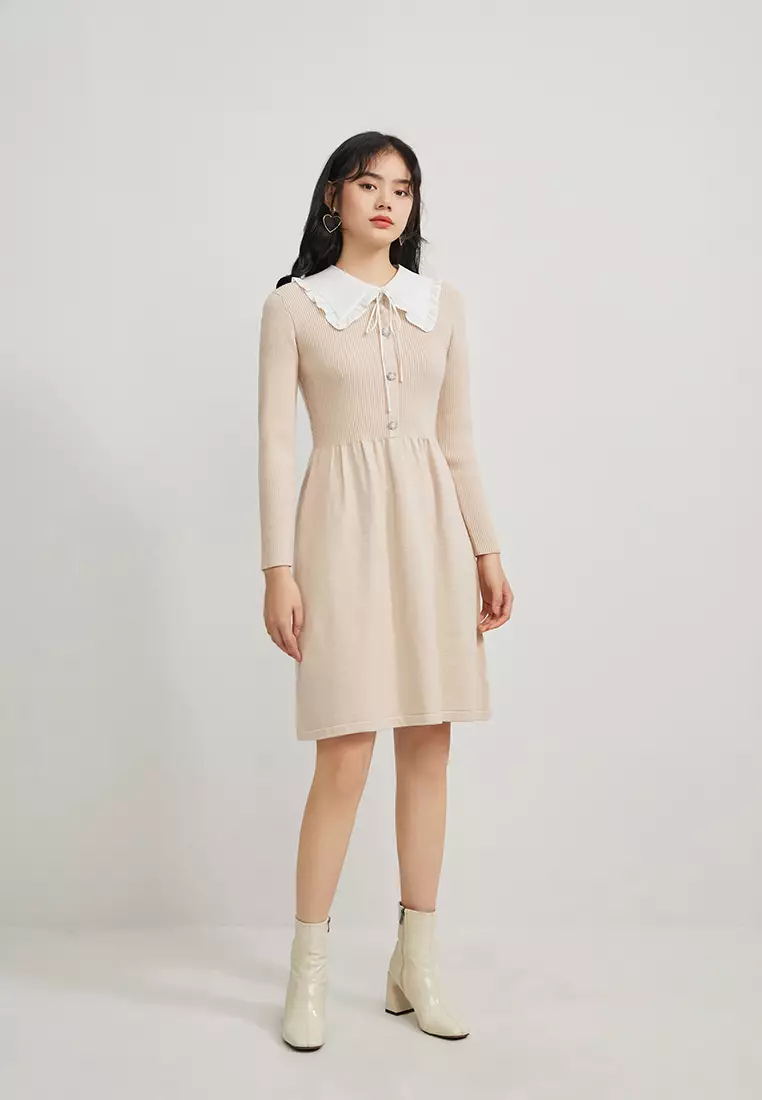 Buy Hopeshow Knitted Top Slim Waist Midi Dress 2025 Online