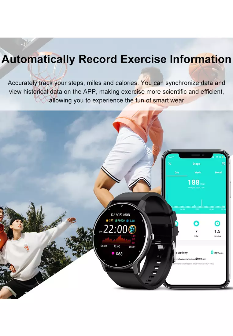 SmartWatch ZL02D Layar Terang 1.28'' Anti Air IP67 Olahraga Pemantauan Tidur dan Detak Jantung Jam Tangan Pria Wanita pink dengan tali jam gratis