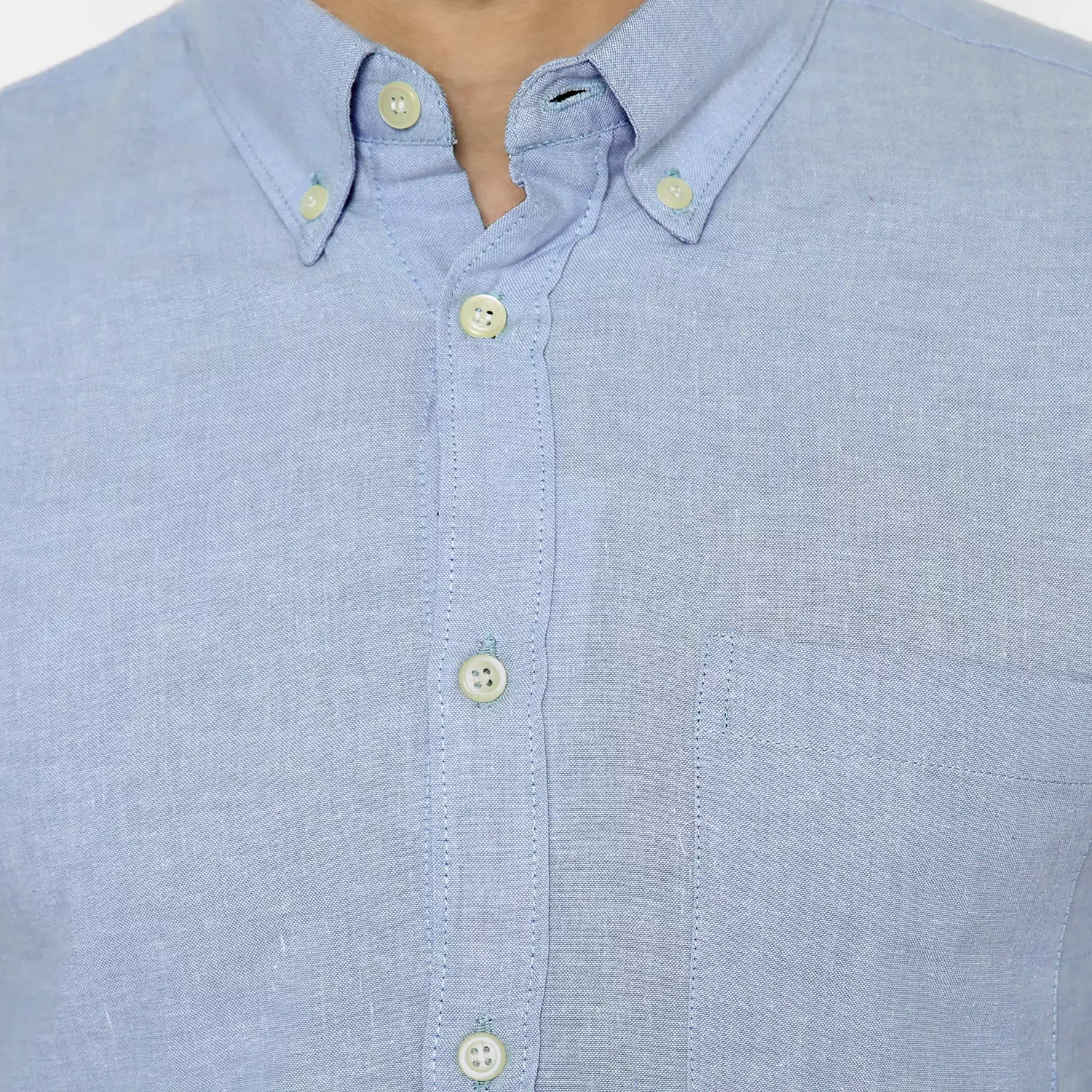 Platini Kemeja Pria Polos Lengan Pendek Katun Oxford Light Blue 1069