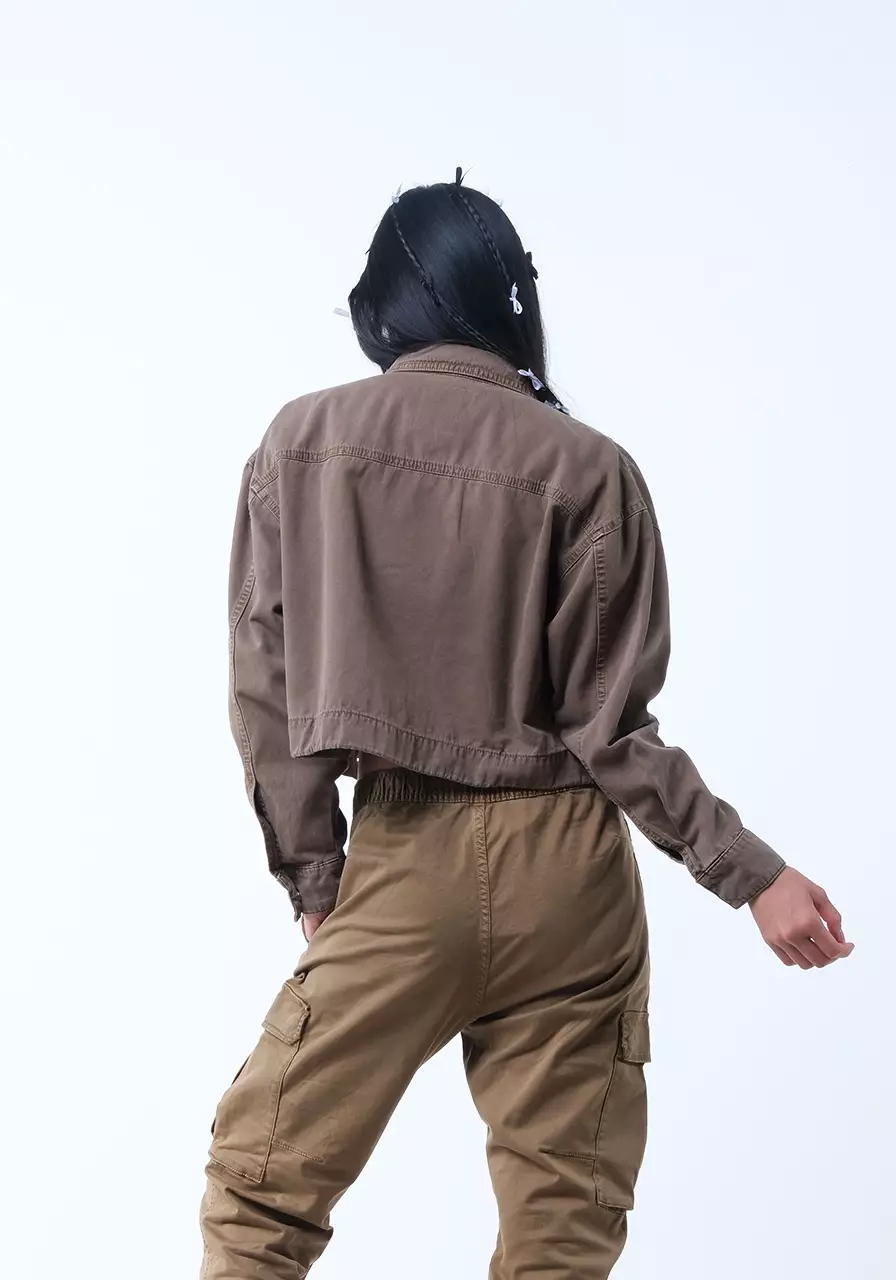 Jaket Wanita Cropped Geya Brown