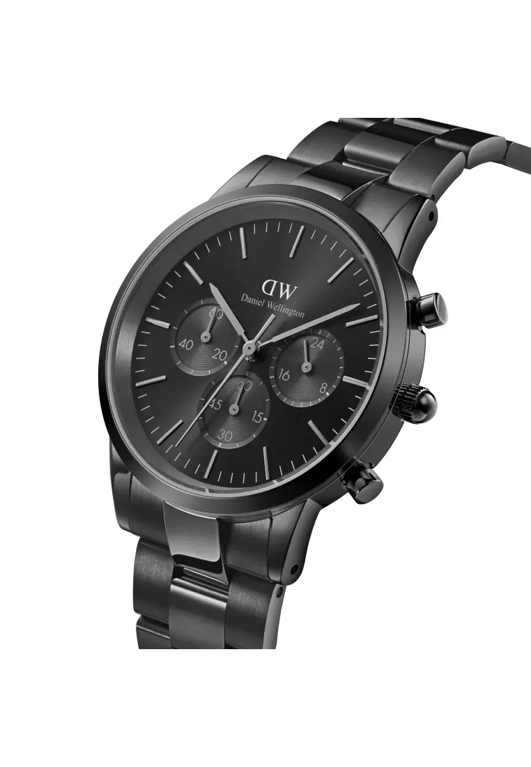 Iconic Chronograph 42mm Link Black Onyx DW watches for men - Men's watch - Male watch Stainless steel strap