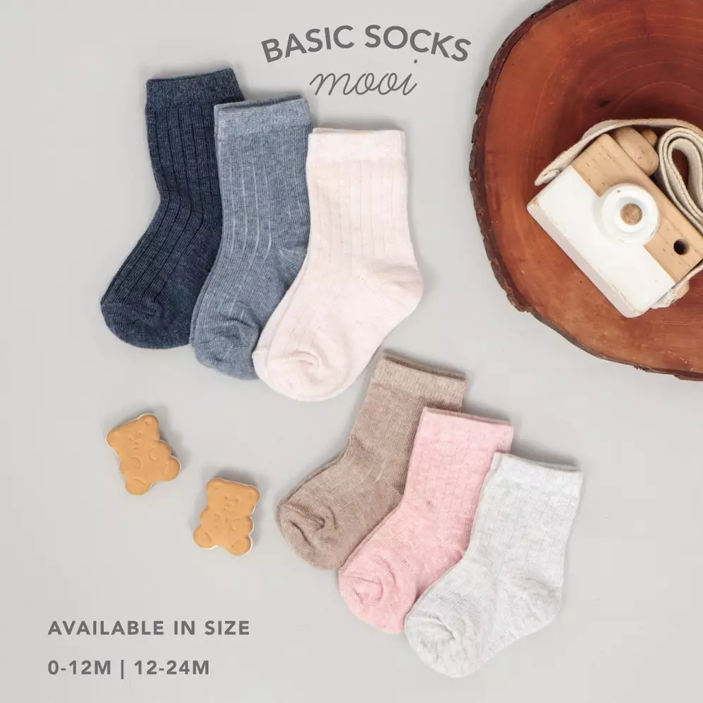 Mooi Basic Socks Kaos Kaki Anak Polos - Steel Blue