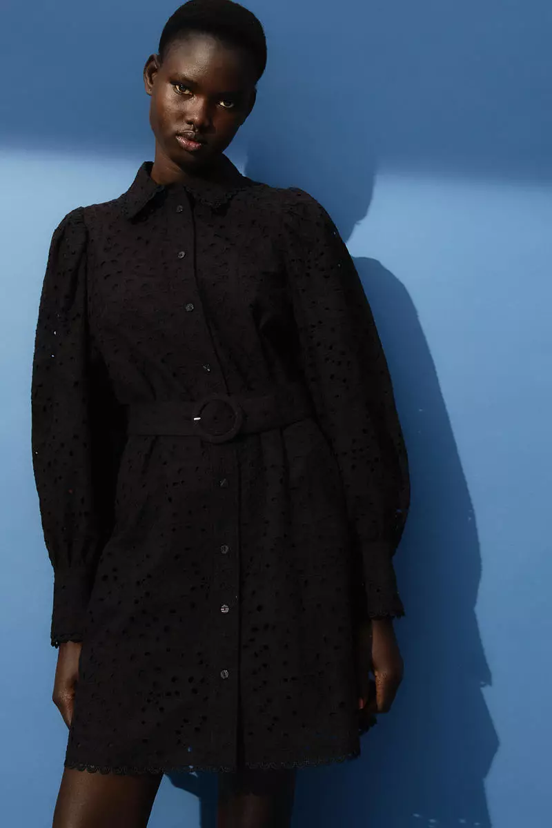 h&m broderie anglaise shirt dress Women's White Broderie anglaise shirt dress
