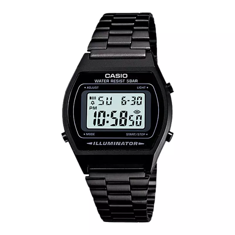 Jam Tangan Unisex Digital Casio Standard B640WB-1ADF B640 Dial Black Stainless Steel Band