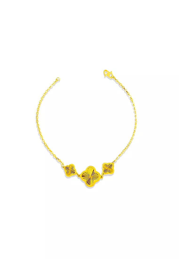 916/22K Gold Clover Leaf Bracelet T173B