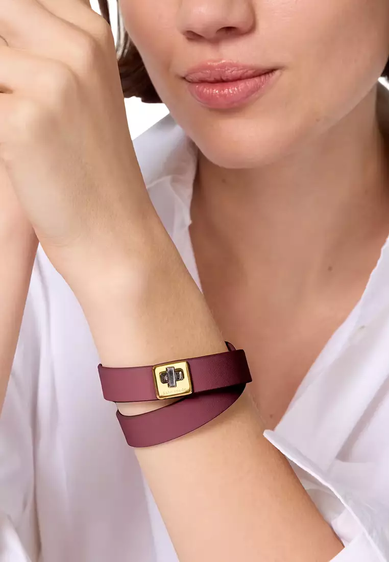 Phoebe Leather Double Wrap Bracelet - Dark Merlot KL499
