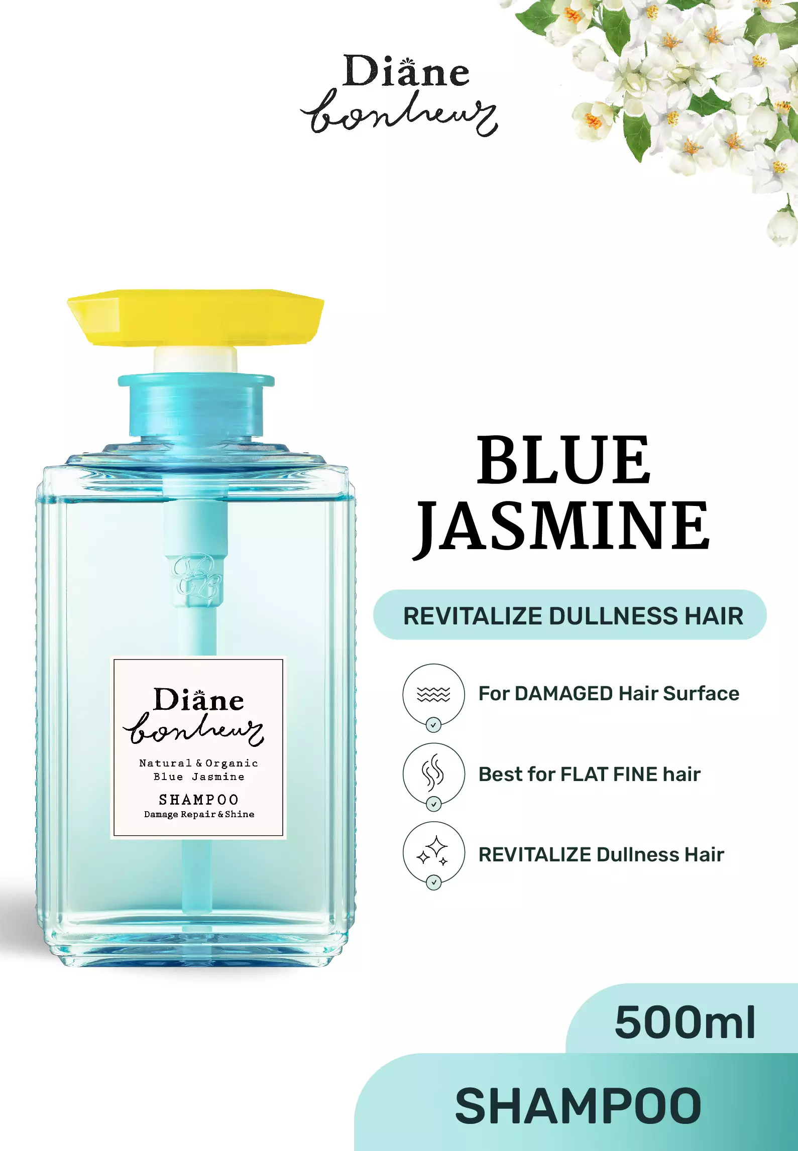 Diane Bonheur Blue Jasmine Shampoo 500 ML (Made in Japan)