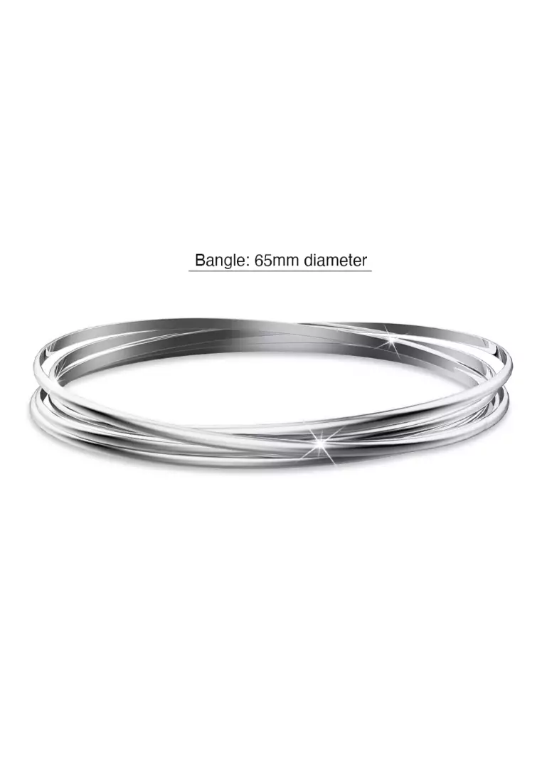 Buy 925 Signature Solid 925 Sterling Silver Interlocking Bangle 2025 ...