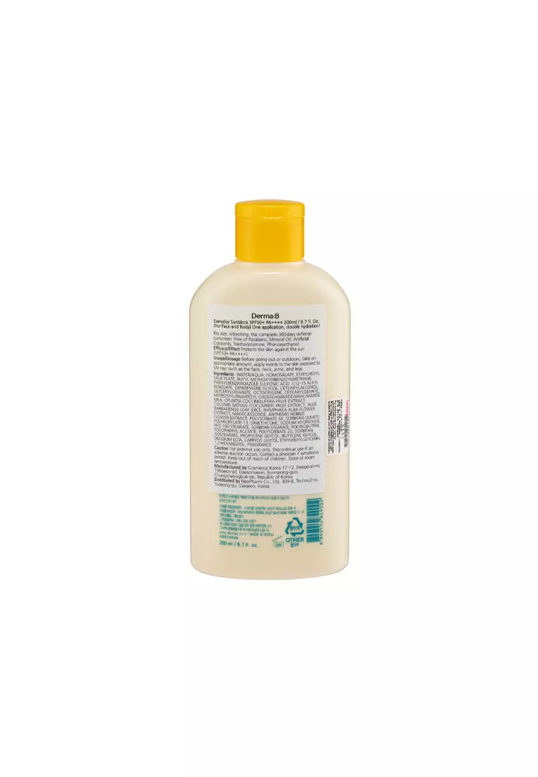 Derma B Everyday Sun Sunblock SPF50+PA++++ (200ml)