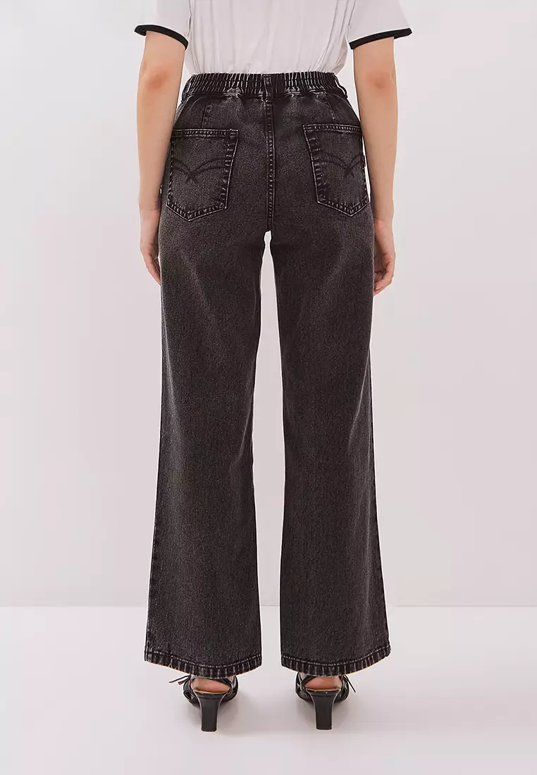 DUST Celana High Loose Jeans Gamila Hitam (D.39129)