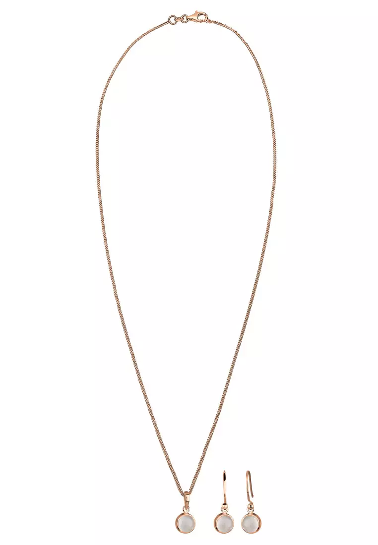 Set Perhiasan Perak 925 Wanita Moonstone Rosegold