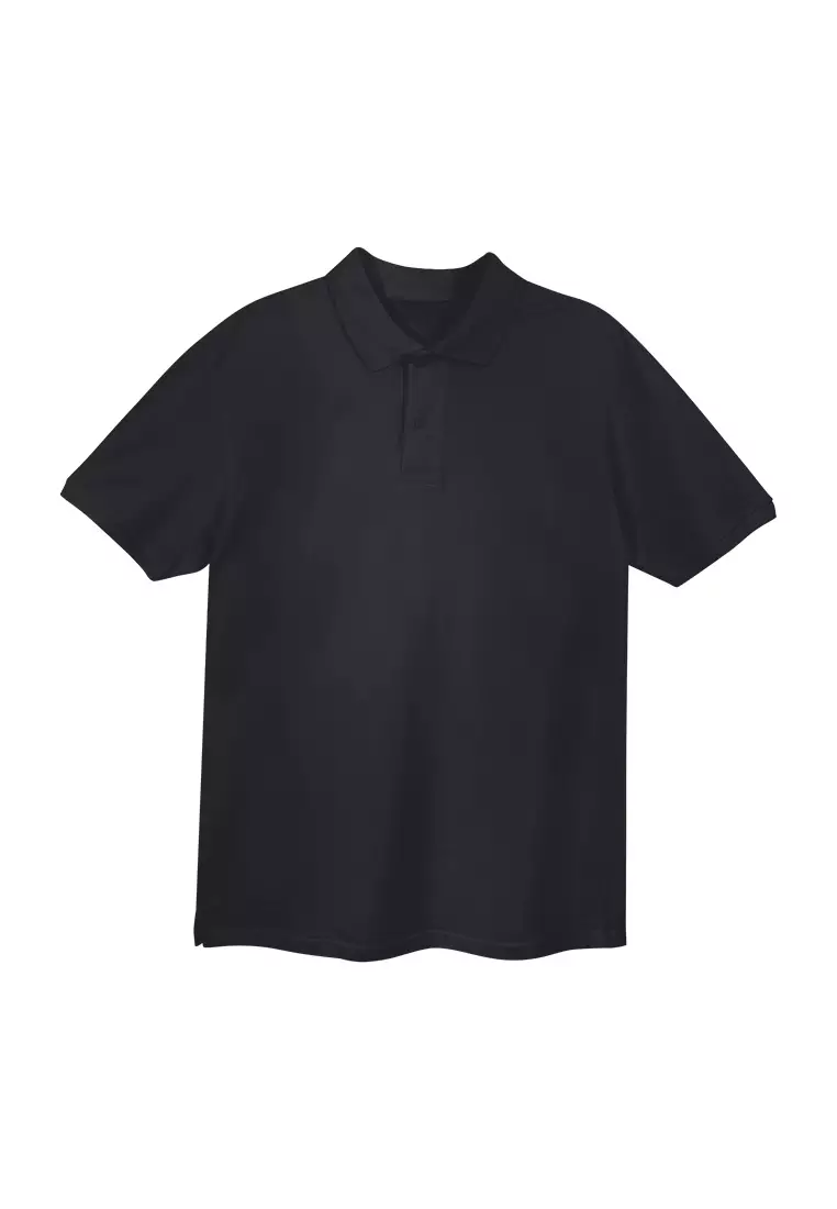 Men's Basic Plain Polo Shirt - Black