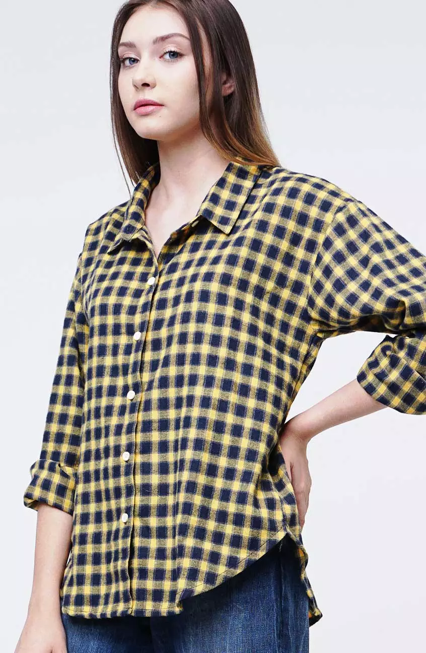 Kemeja Wanita Stacia Navy Yellow