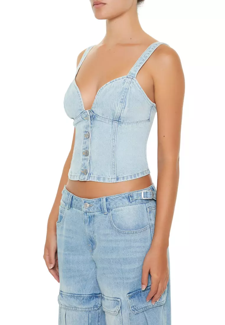 Forever 21 denim crop top new arrivals