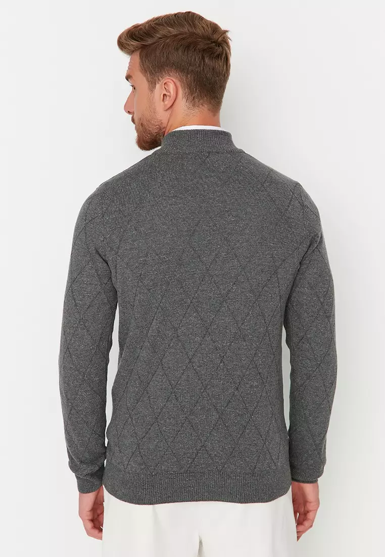Slim Fit Half Zip Knit Sweater