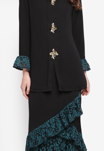 Buy Flute Sleeves Kurung from peace collections in Black only 168.9
