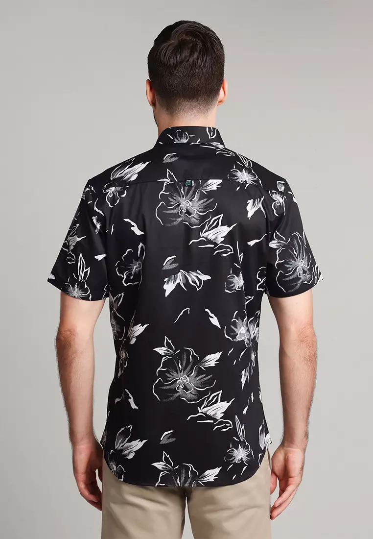 MOC Kemeja Motif Pria Lengan Pendek Truffle - Black