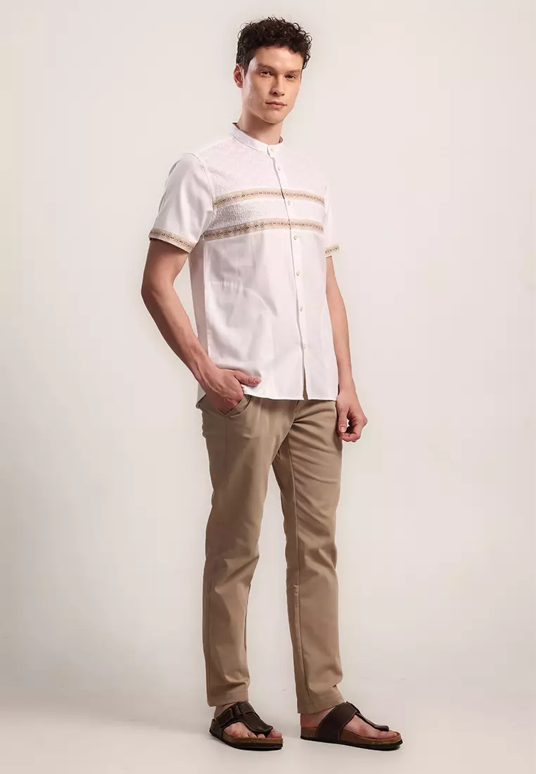 MOC Kemeja Koko Lengan Pendek Pria GHAVALI-WHITE