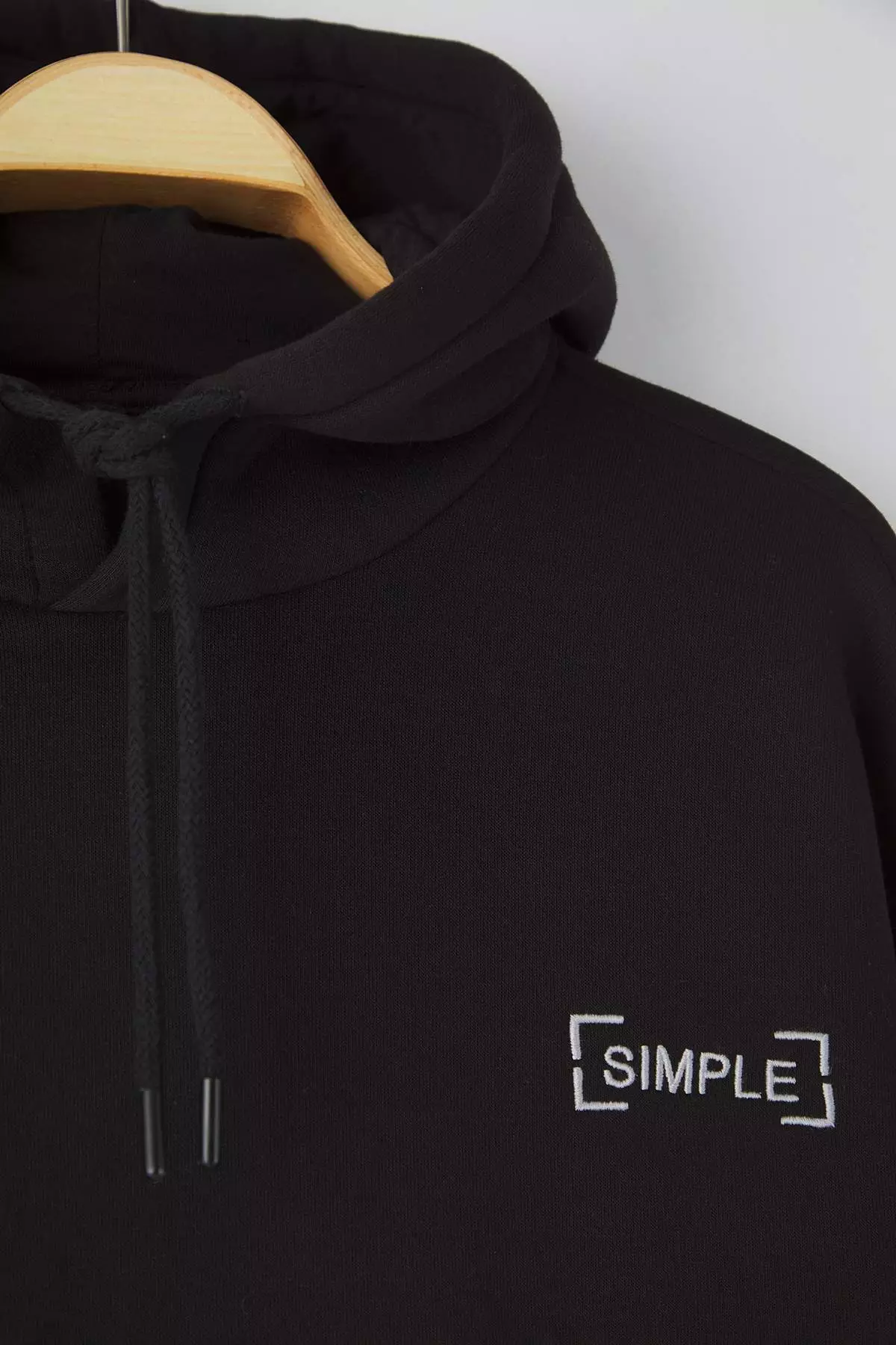 Black Basic Oversize/Wide Cut Hooded Fleece/Warm Sweatshirt