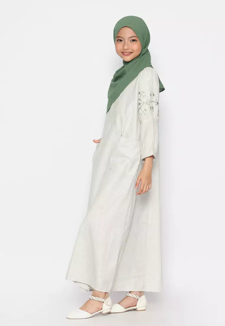 Baju Gamis Anak Perempuan Arrow Zipper Light Green - ADORABLE