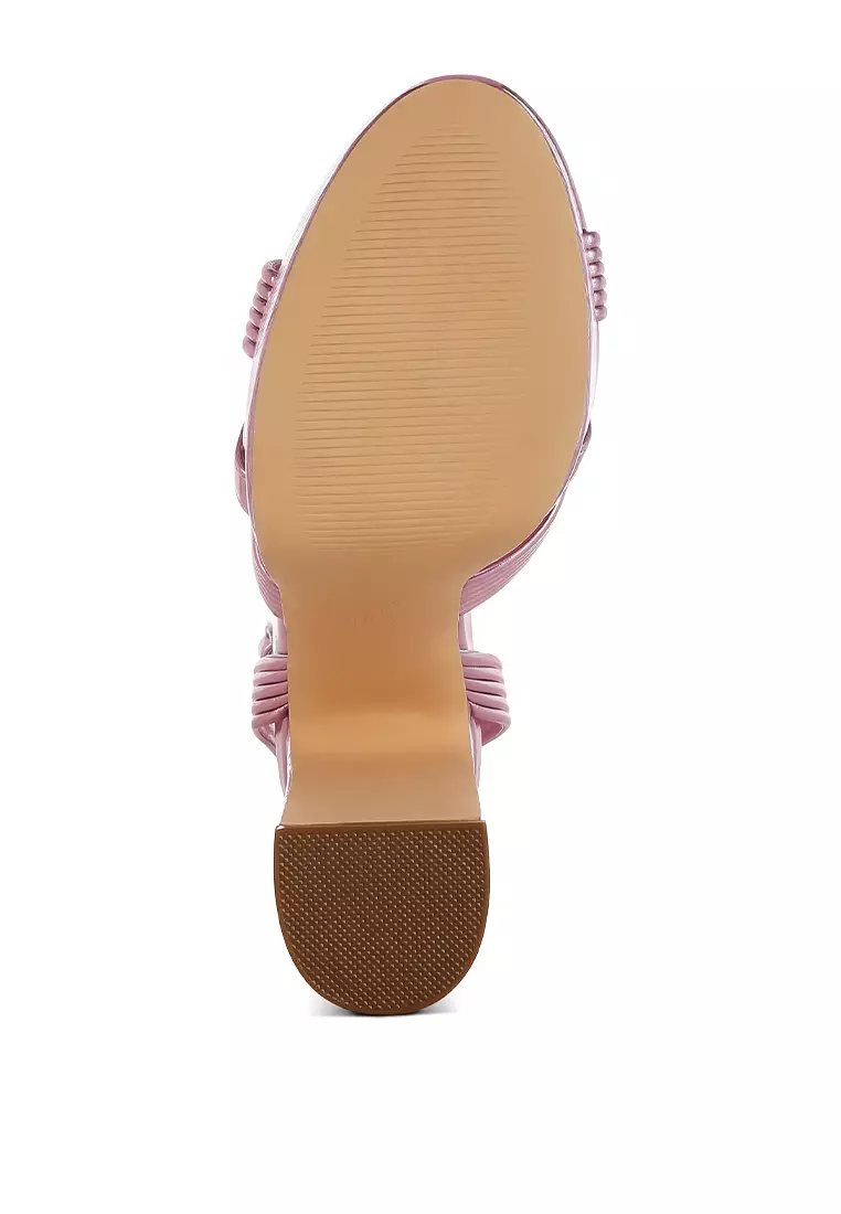 Metallic Ankle Strap Heel Sandals in Pink