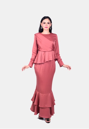 Adlynn Kurung Modern from KAMDAR in Pink and Brown
