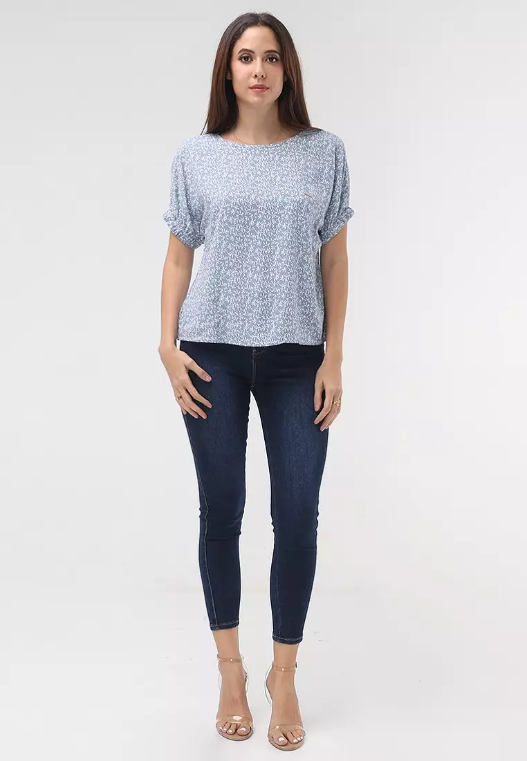 Woven Printed Soft Linen Short Sleeve Blouse