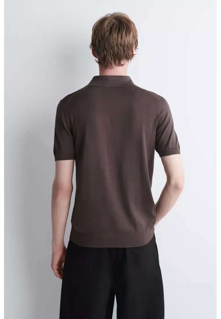 SLIM KNITTED SILK POLO SHIRT