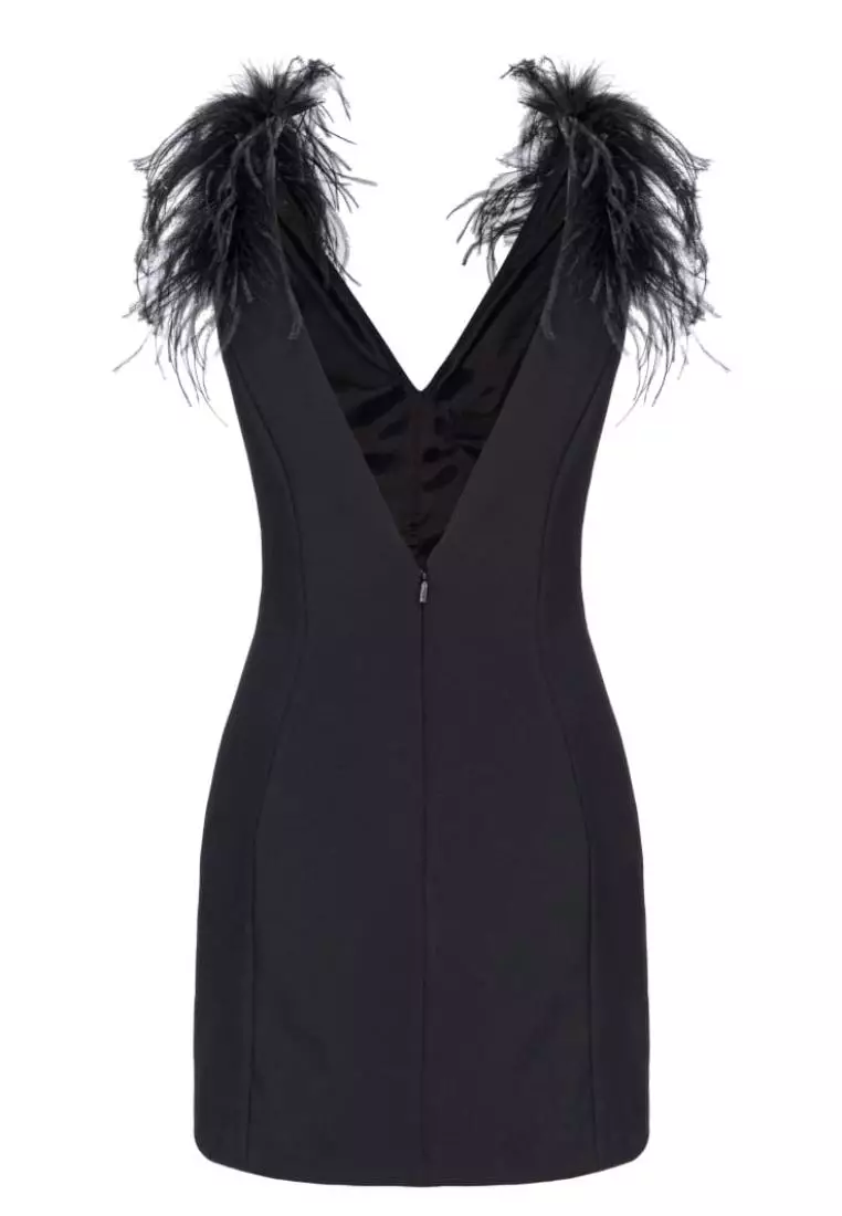 Mini dress with feathers