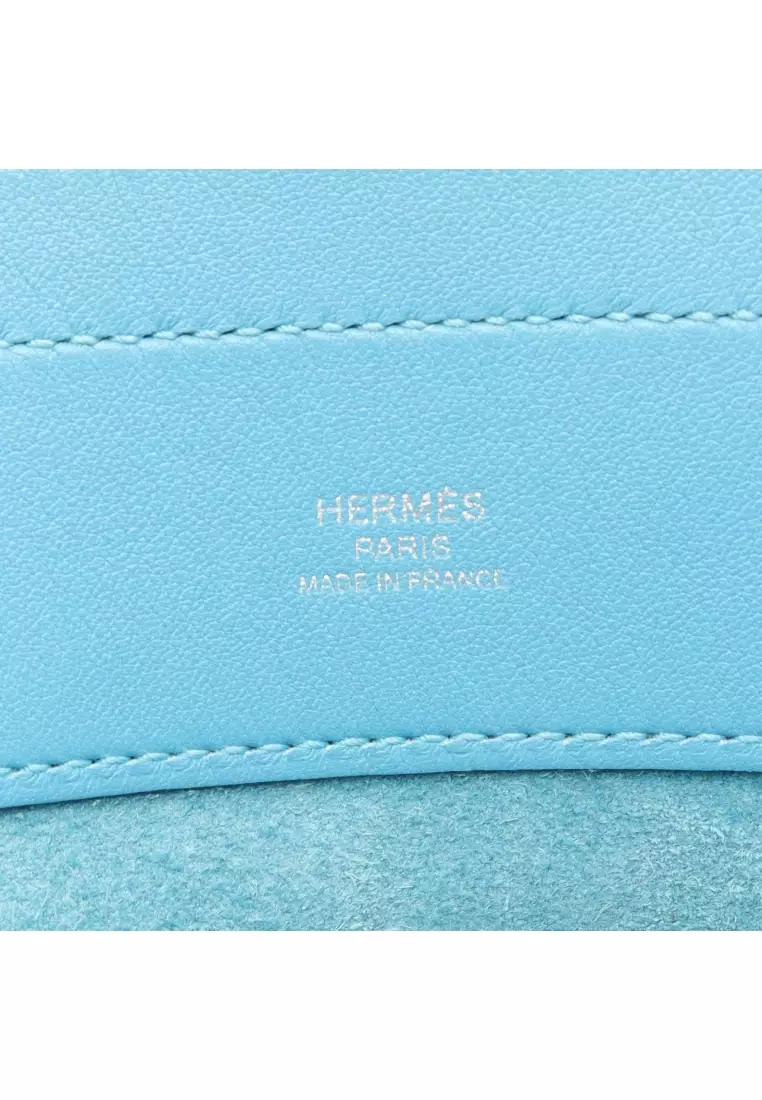 Pre-Loved Hermès Aline mini Blue du Nord Shoulder bag Veau Swift Light blue silver hardware D stamp