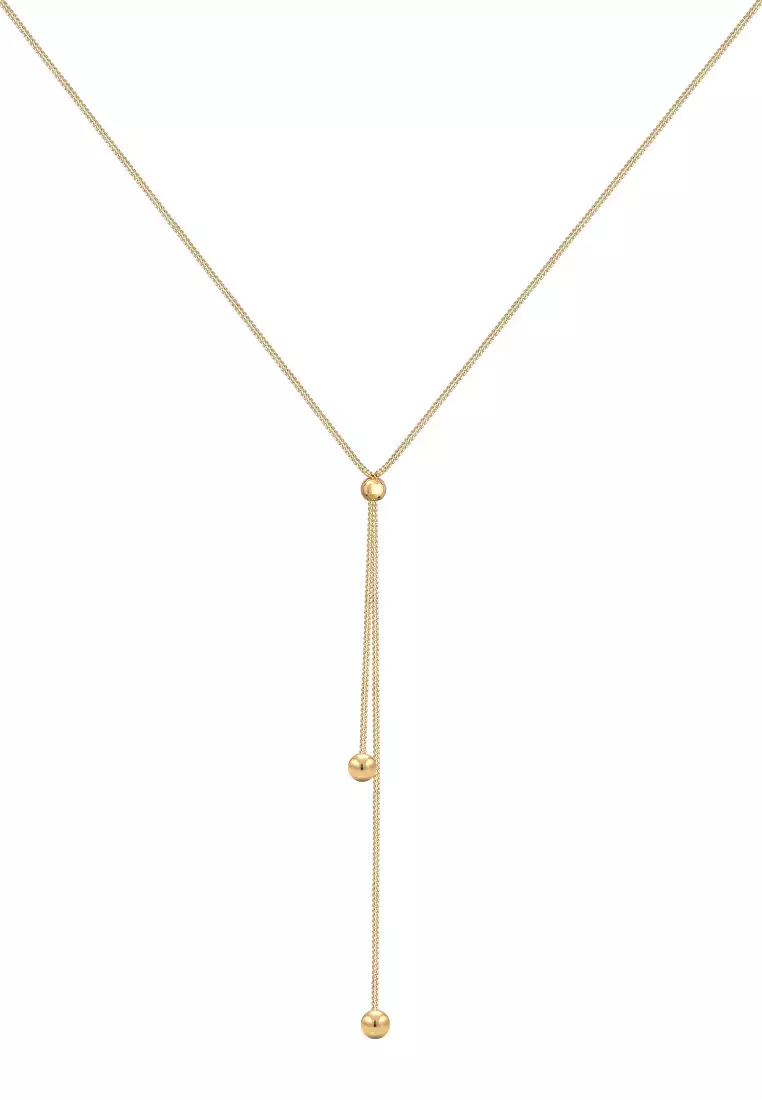 Kalung Perhiasan Perak 925 Wanita Y-Chain Minimalis Gold Plated