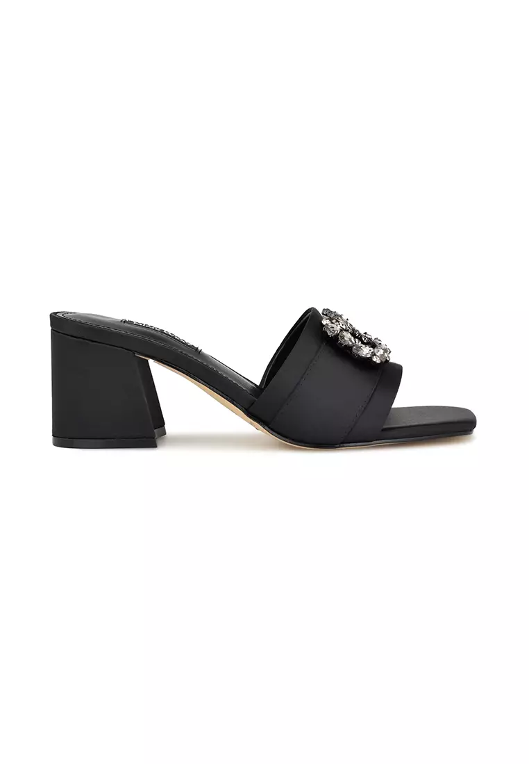 Discount on Nine West  shoes - SKU: Galla Embellished Block Heel Sandals Black