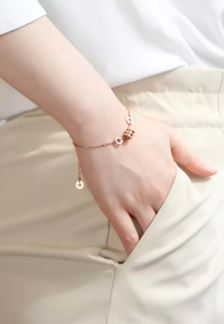 Allotar Barrel Roll Ring Pendant Bracelet in Rose Gold