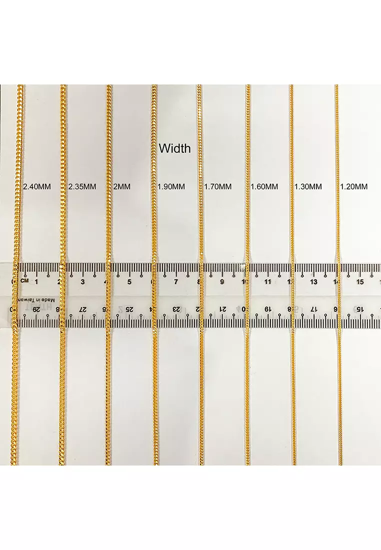 916/22K Solid Machine Curb Chain Necklace R002 (2.15MM, 45CM)