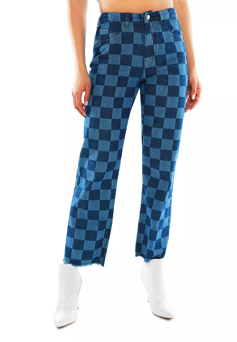 Checkered jeans on sale