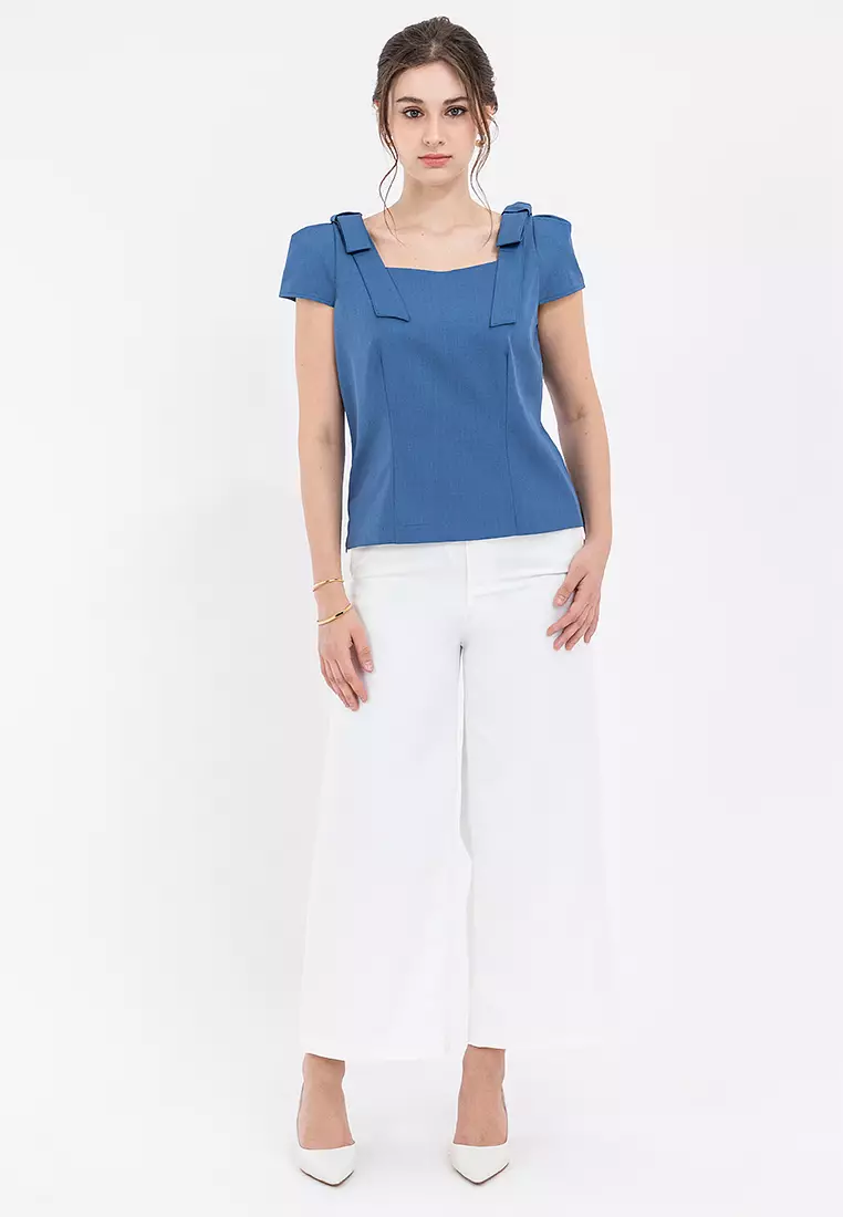 DELAZZO Square-neck Structured Top