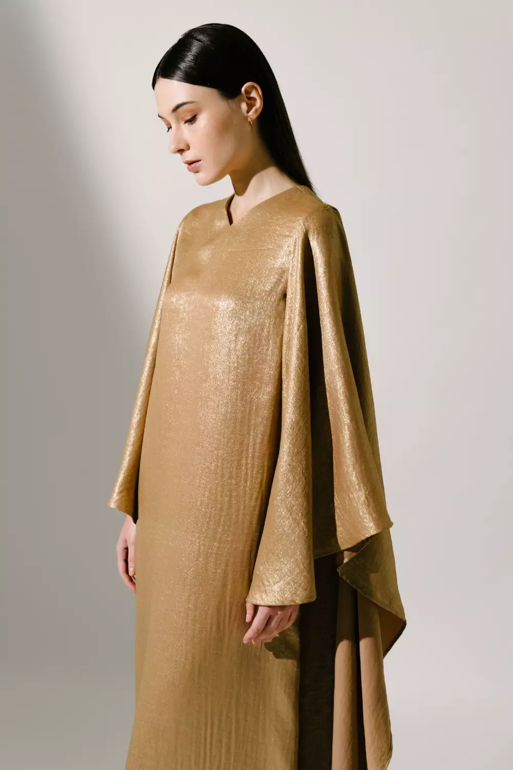 Demure Signature - SARA KAFTAN IN SHIMMER TAUPE - LIMITED EDITION - SHIMMER SILK -  DRESS