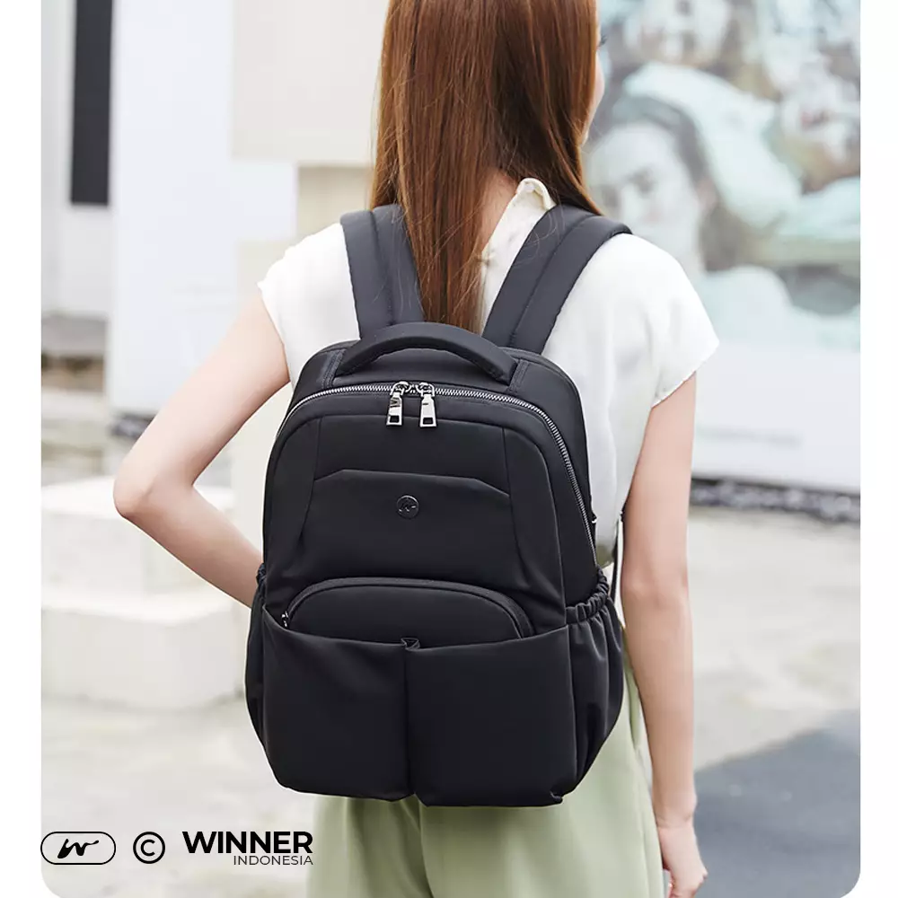 WINNER Tas Ransel Laptop 15,6 inch Oxford Anti-Air Backpack Korean Style (T14-004) Warna Full-Hitam-15-inch
