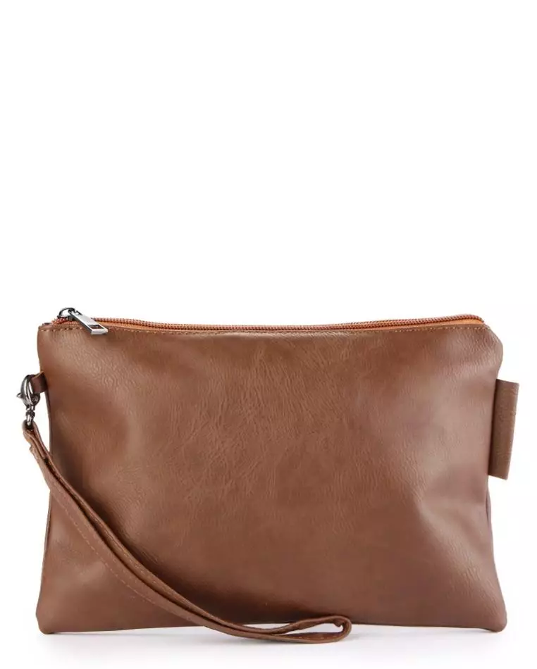 Distressed Leather Pouch Clutch