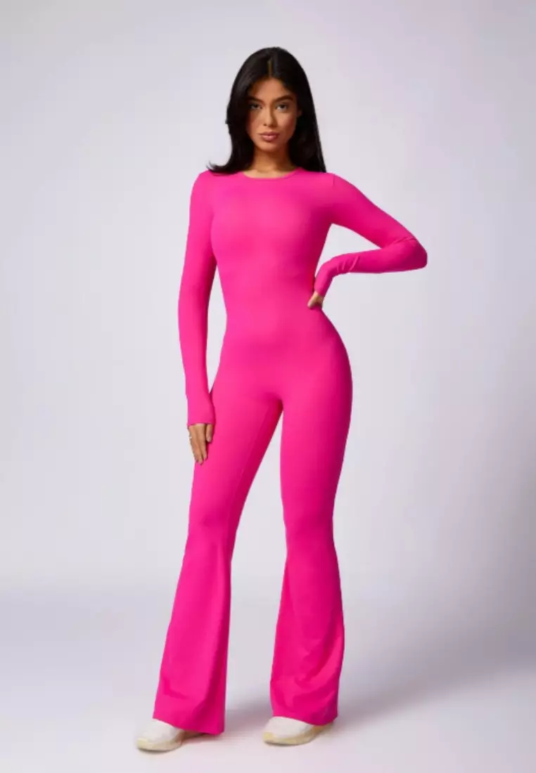 Selene Open Back Flare Jumpsuit – Sculpting Fit Premium Stretch Women Gym to Streetwear