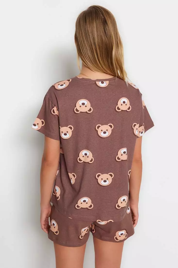 Teddy Bears Printed T-Shirt and Shorts Pajama Set